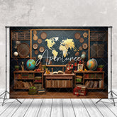 Aperturee - Geography Globe Blackboard Books Retro Wall Backdrop